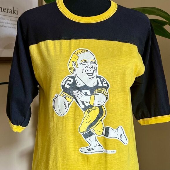 𝅺Vintage 80s Terry Bradshaw Pittsburgh Steelers T-Shirt - Picture 2 of 15